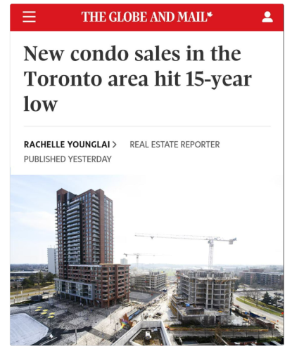new condos sales down