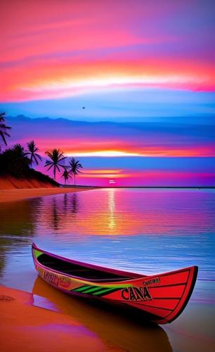 Canoe on beautiful lake