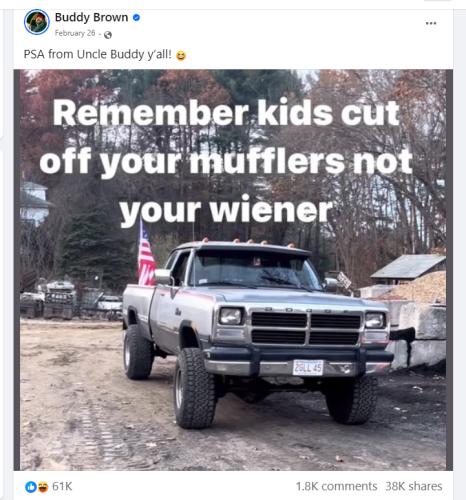 Buddy Brown screenshot from facebook