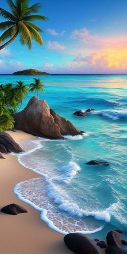 Beautiful tropical beach breaking wave