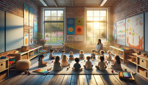 children relaxed meditation classroom school