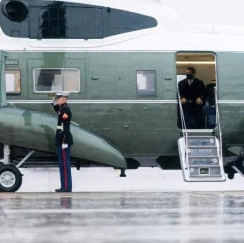 JFK Jr. On Marine One Helicopter