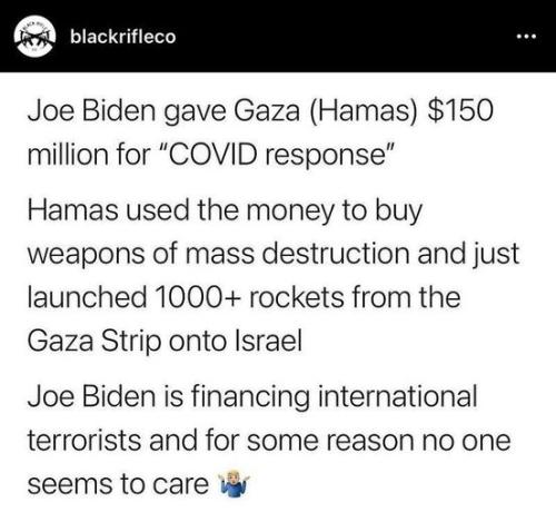 biden gave Gaza $150m 2021