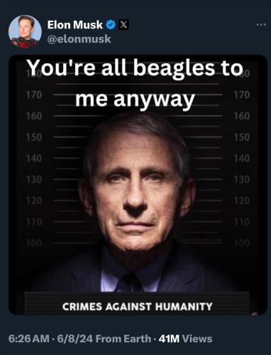 Elon Musk on Fauci Crimes Against Humanity
