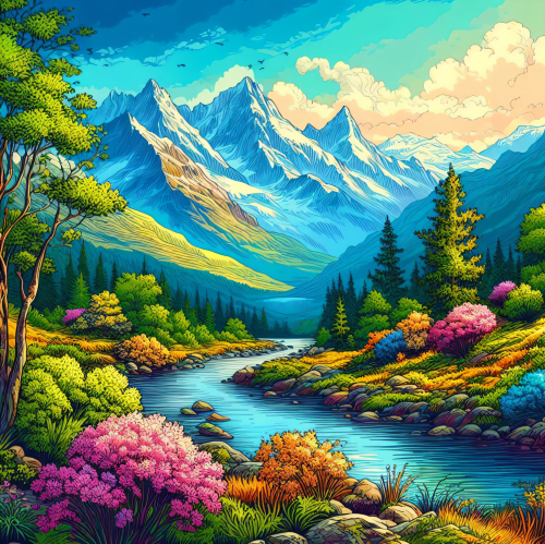 Colorful mountain view