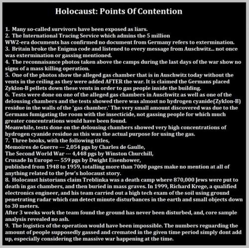 Points of contention for the holocaust