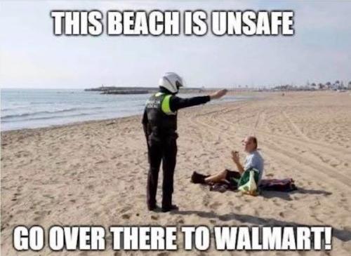 go to walmart no beach
