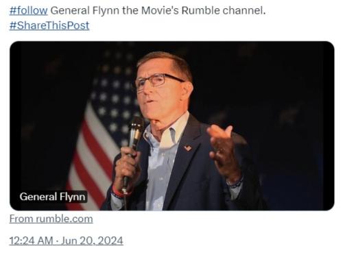 General Flynn's Rumble channel tweet