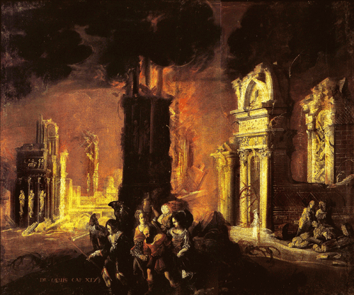 François de Nomé (Monsu Desiderio)--The Flight of Lot and his family from Sodom