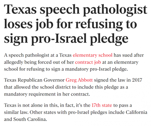 Tx israel pledge