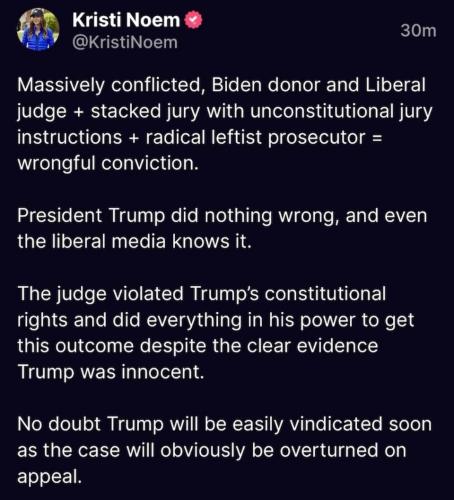 Kristi Noem on the Trump conviction.960px