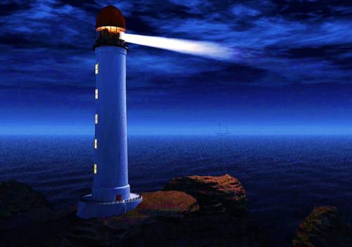 Guiding Light lighthouse blue