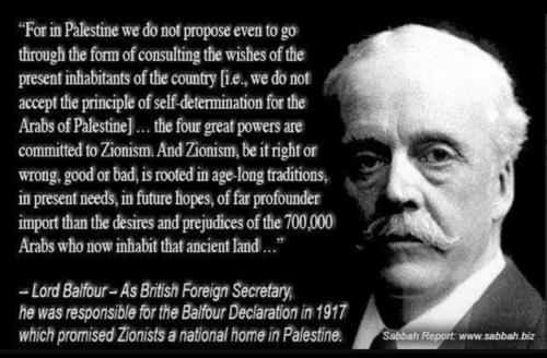 Lord Balfour thoughts on Palestinians