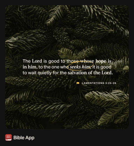 FAITH - Lamentations 3.25-26 NASB