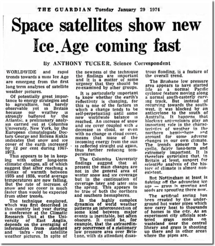 the guardian january 29 74 new ice age coming fast space satellites show anthony tucker climate lie timeline climate hoax