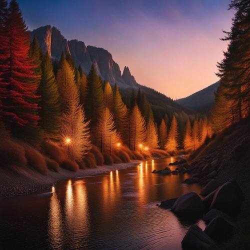 Night on the river with lightd