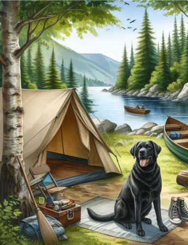 Black lab camping