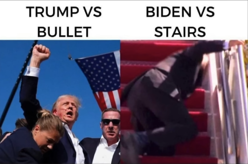 trump bullet biden stairs