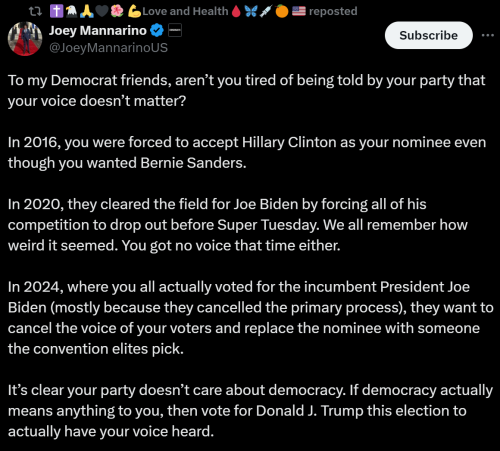 Dem replacement agenda