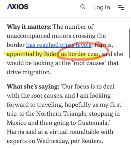 AXIOS - Kamala Border Czar