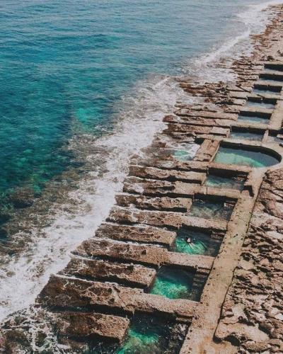 Roman tidal baths in Malta - still at sea level after thousands of years!