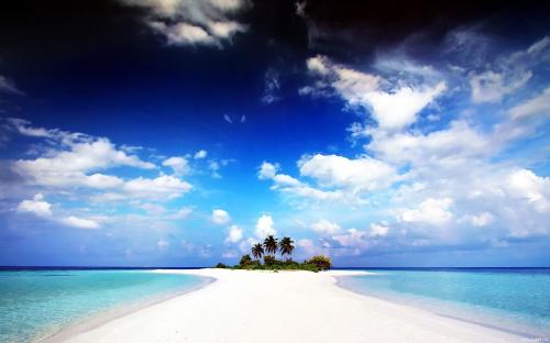 Clear white sand beach