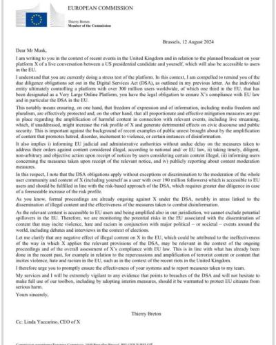EU Letter to Musk