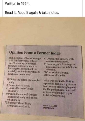 opinion form a former judge