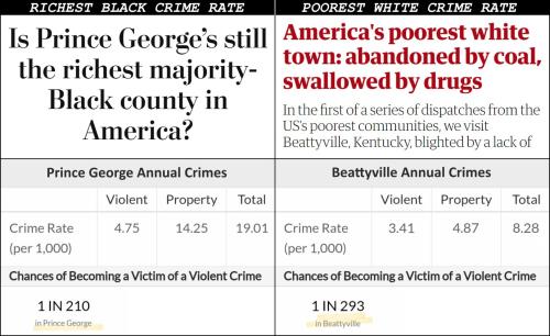 Poor Whites have lower crime rate than rich blacks