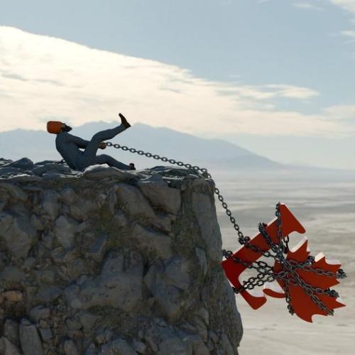 over a cliff
