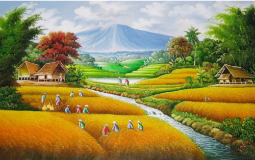 Workers in Rice fields in Asia