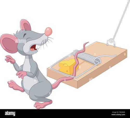 mouse-in-a-mousetrap-isolated-on-white-background-FW5BM8