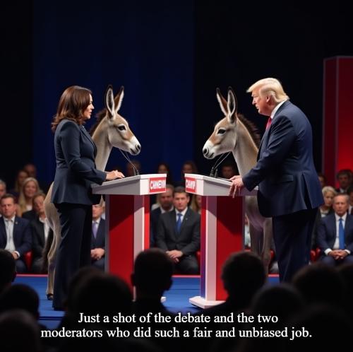 Just a shot of the debate and the two moderators who did such a fair and unbiased job.1024px