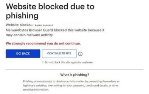 Malwarebytes warning