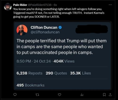 You know you're doing something right when left wingers follow you.