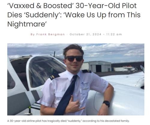 Died suddenly vaxxed and boosted 30 year old pilot