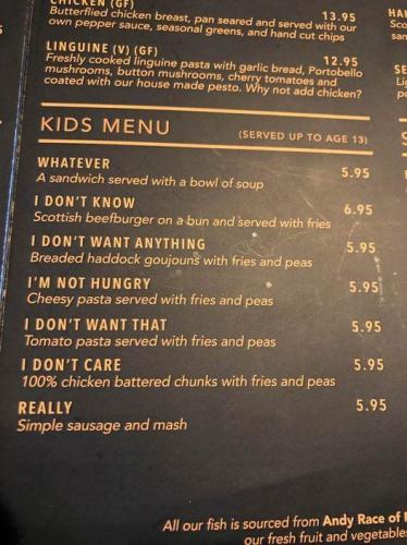 kid menu