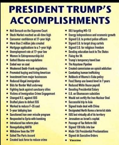 TRUMP ACCOMPLISHMENTS