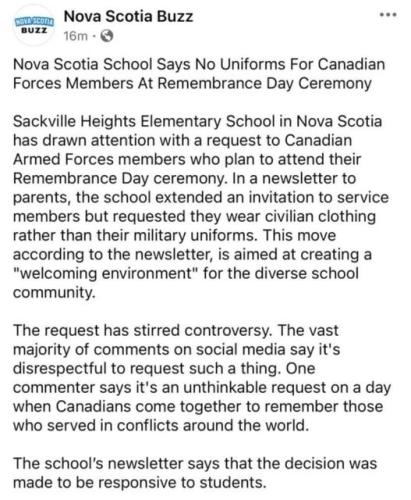 no uniforms for rememberance  day