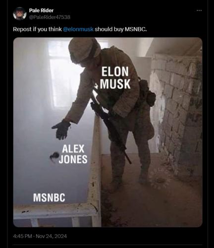 Repost if you think Elon Musk should buy MSNBC