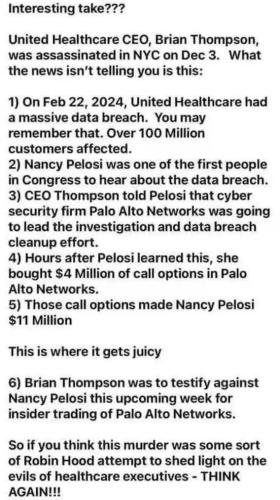 Pelosi killed United Healthcare CEO