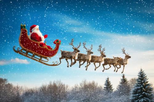 image-santa-claus-riding-his-sleigh-gift-box-attached-333982033