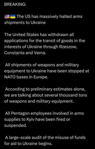 Trump halts arms shipments to Ukraine