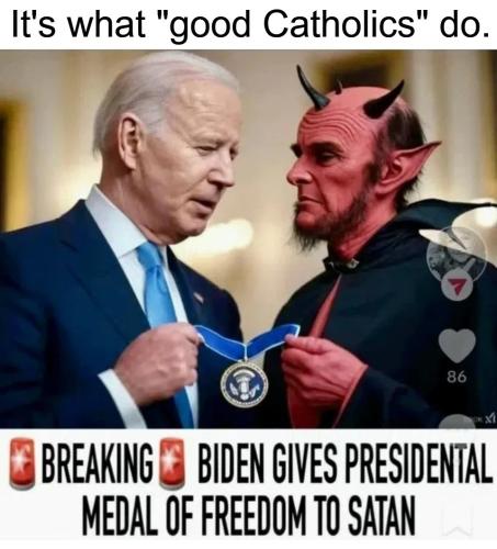 Pedohitler gives Medal of Freedom to satan