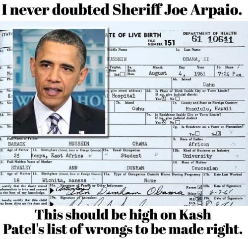 I never doubted Sheriff Joe Arpaio Obama Birth Certficate.873px