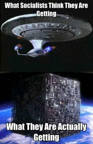 socialism star trek enterprise vs borg collectivist cube