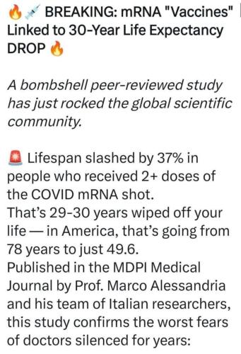 mRNA vaccines shorten life by 37 percent