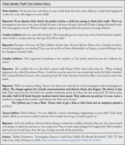 ILLEGAL IDENTITY THEFT CHILDREN