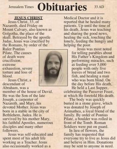 JESUS OBITUARY