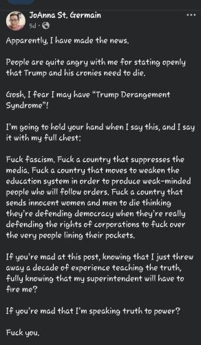 She's calling for TRUMP and M.A.G.A. assassination